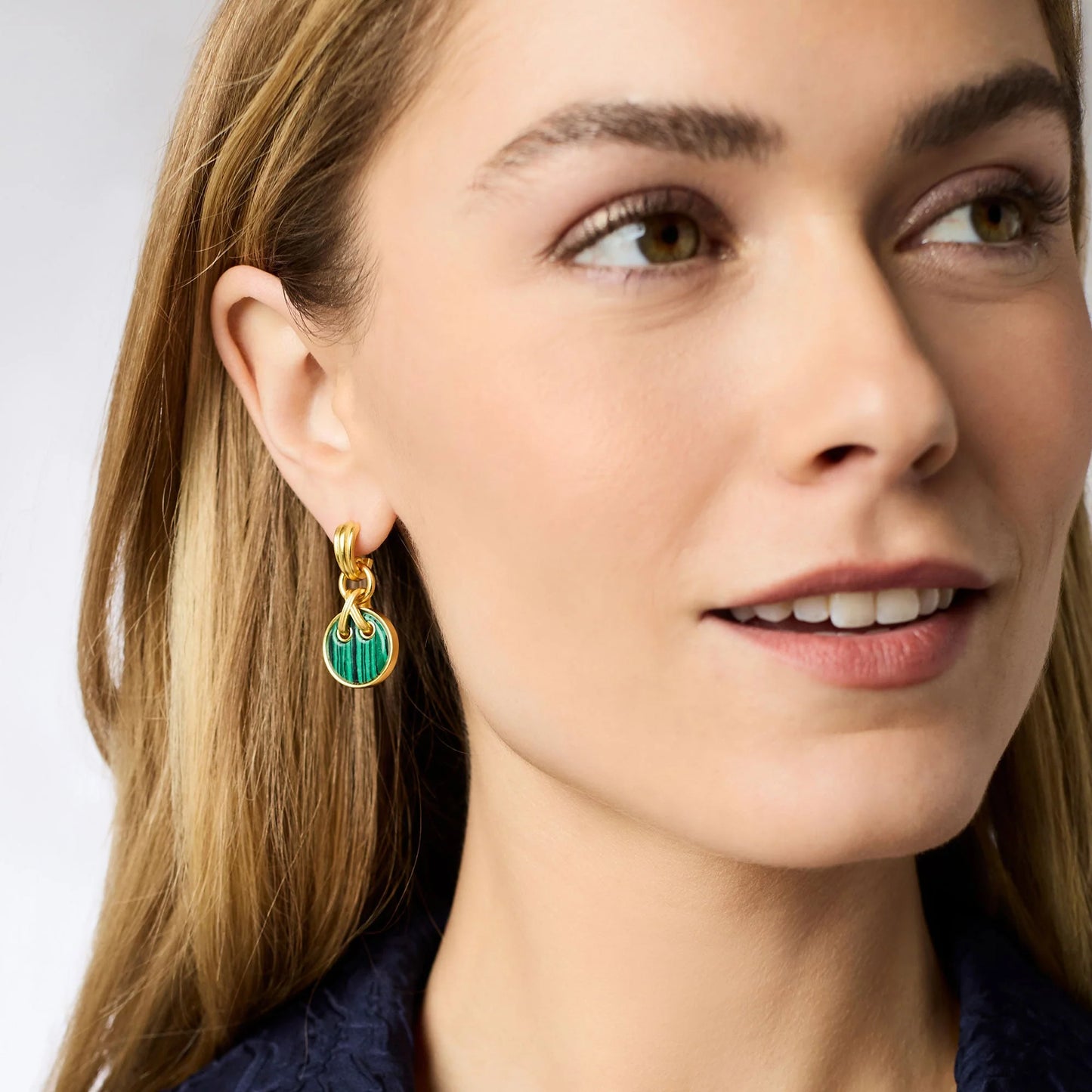 Essex Hoop & Charm Earring - Malachite Green