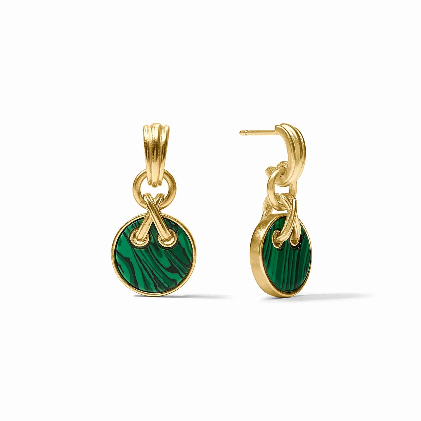 Essex Hoop & Charm Earring - Malachite Green