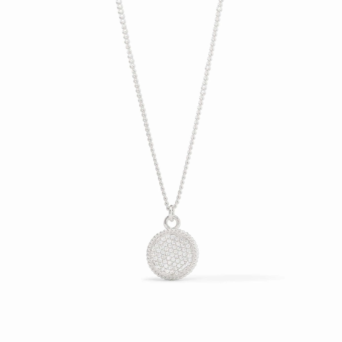 Fleur-de-Lis Solitaire Necklace - Pave Cubic Zirconia - Silver