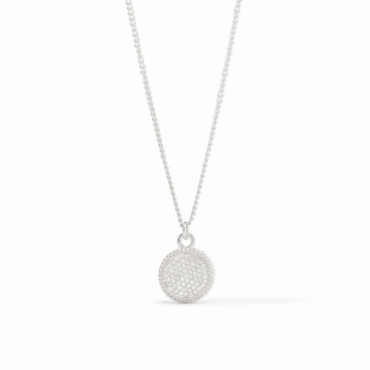 Fleur-de-Lis Solitaire Necklace - Pave Cubic Zirconia - Silver