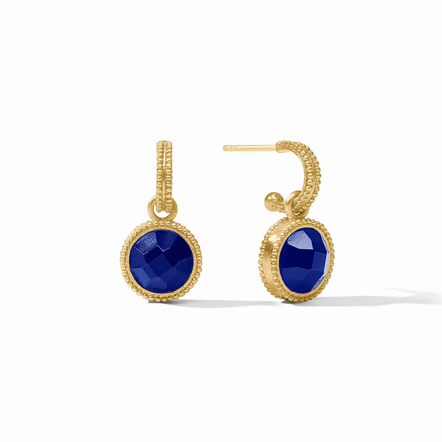 Fleur-de-Lis Hoop & Charm Earring Silver - Iridescent Sapphire Blue