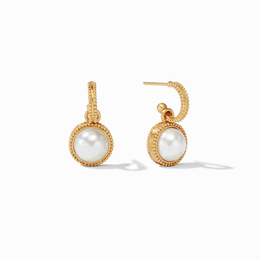 Fleur-de-Lis Hoop & Charm Earring Pearl