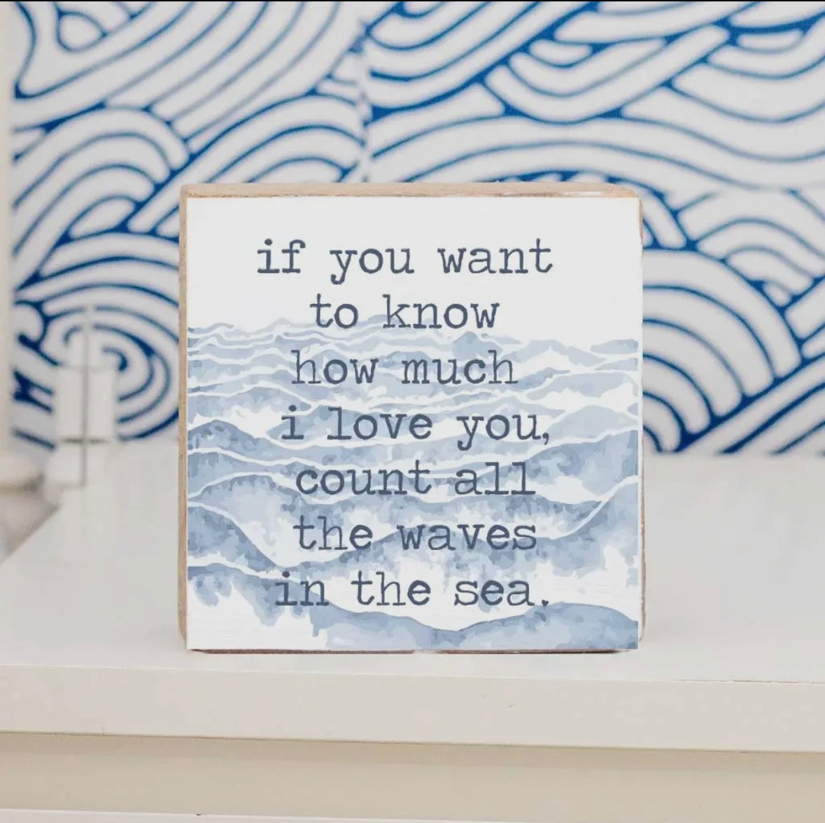 Waves in the Sea Decorative Wooden Block