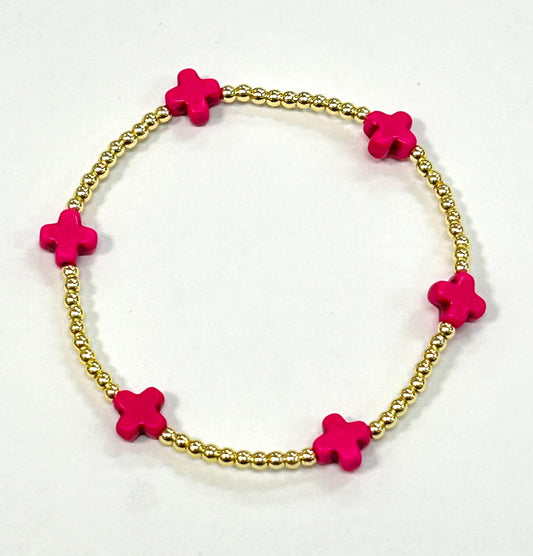 Island Girl Cross Bracelet - Hot Pink