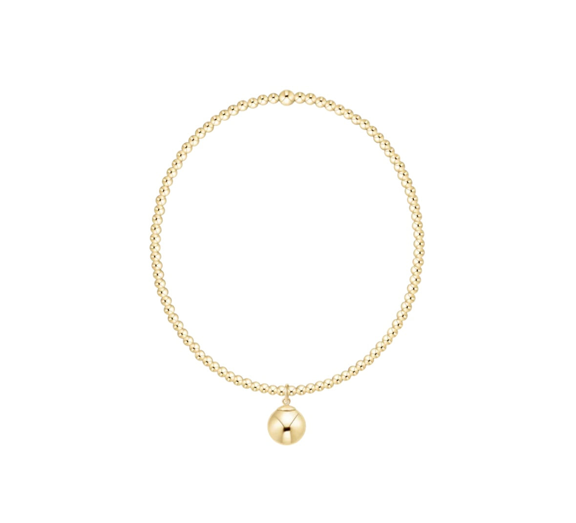 Classic Gold 2mm Bracelet - Classic Gold 8mm Charm