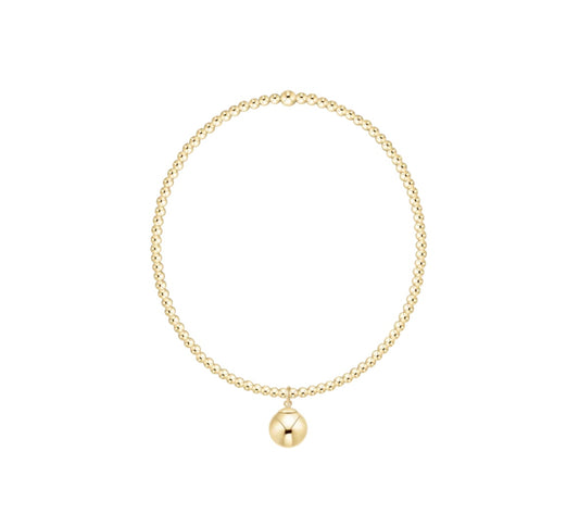 Classic Gold 2mm Bracelet - Classic Gold 8mm Charm