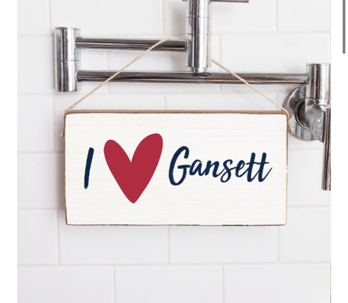 I Heart Gansett Twine Hanging Sign