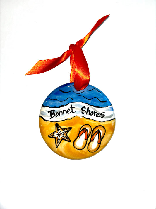 Bonnet Shores Flip Flops Hand-Painted Ornament