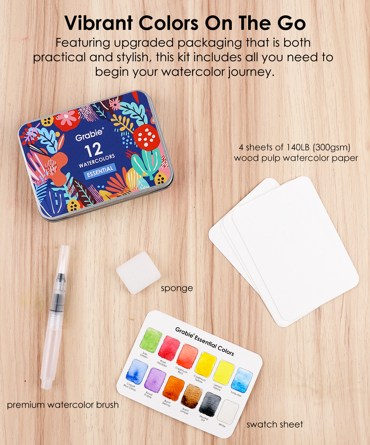 Watercolor Pocket Set Of 12 - Essential Colors