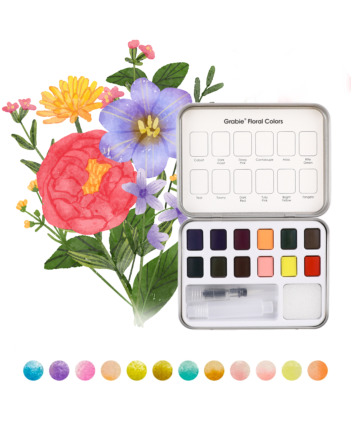 Watercolor Pocket Set Of 12 - Floral Colors