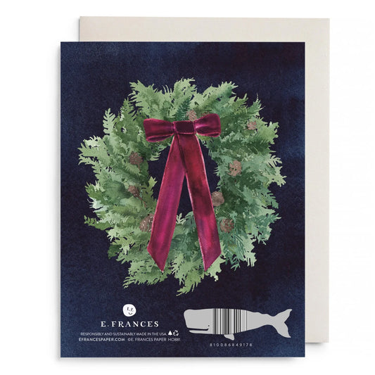 Velvet Bow Wreath Greeting Card