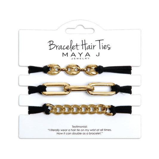 Bracelet Hair Ties - Black & Gold Chain Links