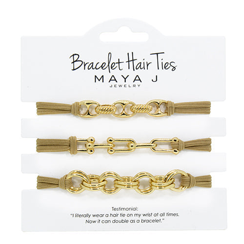 Bracelet Hair Ties - Beige & Gold Classic