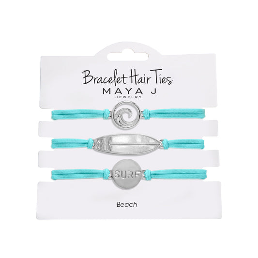 Bracelet Hair Ties - Turquoise & Silver Beach