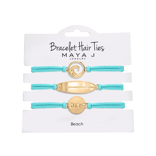 Bracelet Hair Ties - Turquoise & Gold Beach