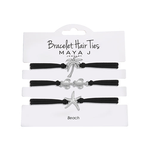 Bracelet Hair Ties - Black & Silver Beach