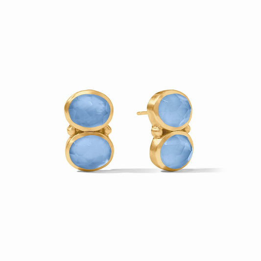 Honey Duo Earring Iridescent Chalcedony Blue