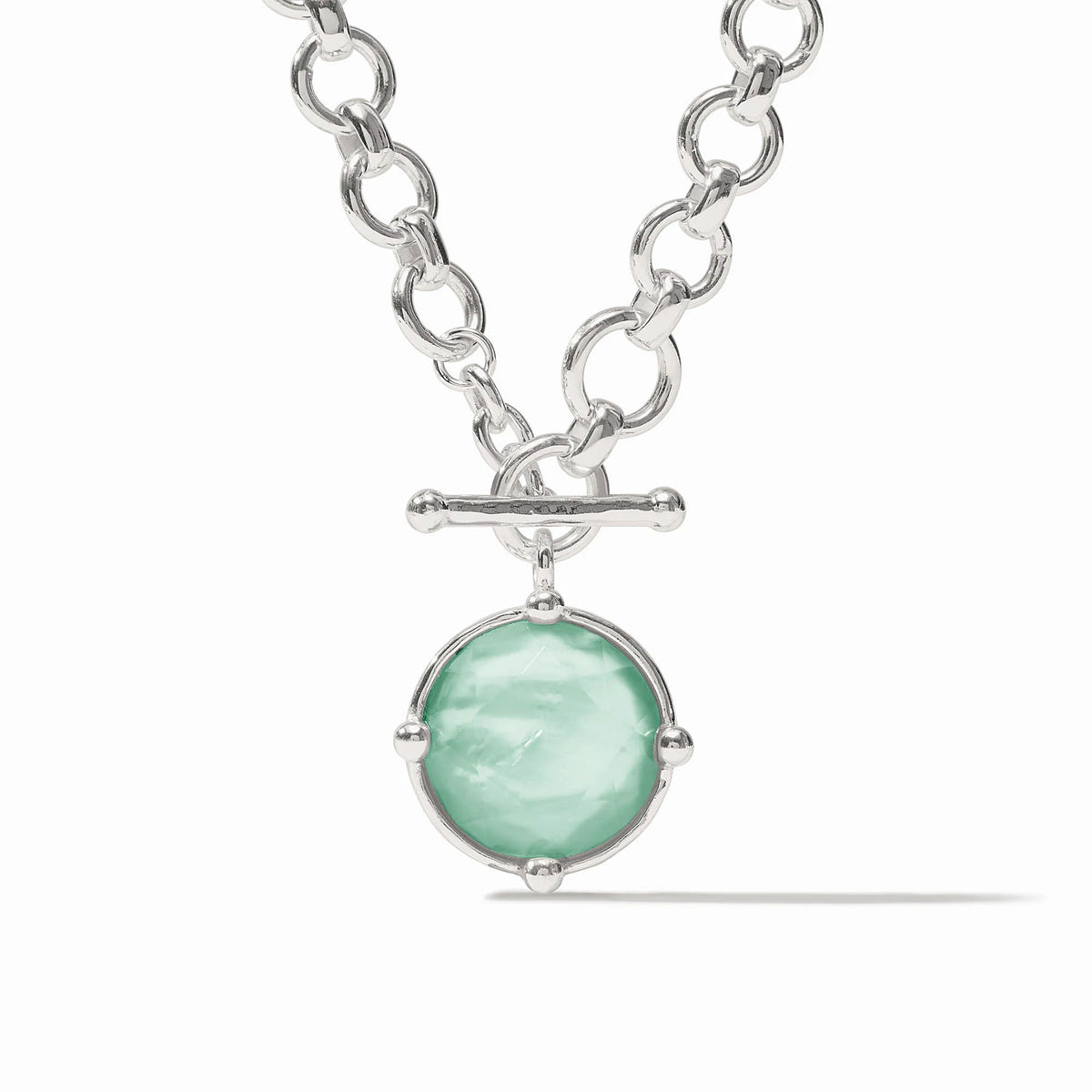 Honeybee Demi Silver Necklace - Iridescent Aquamarine Blue