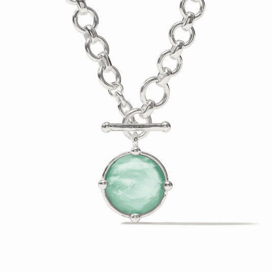 Honeybee Demi Silver Necklace - Iridescent Aquamarine Blue
