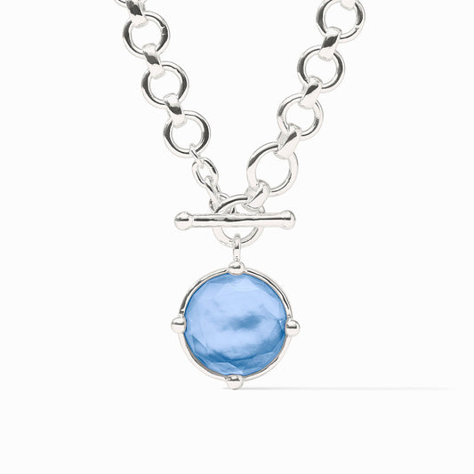 Honeybee Demi Necklace Iridescent Calcedony Blue Silver