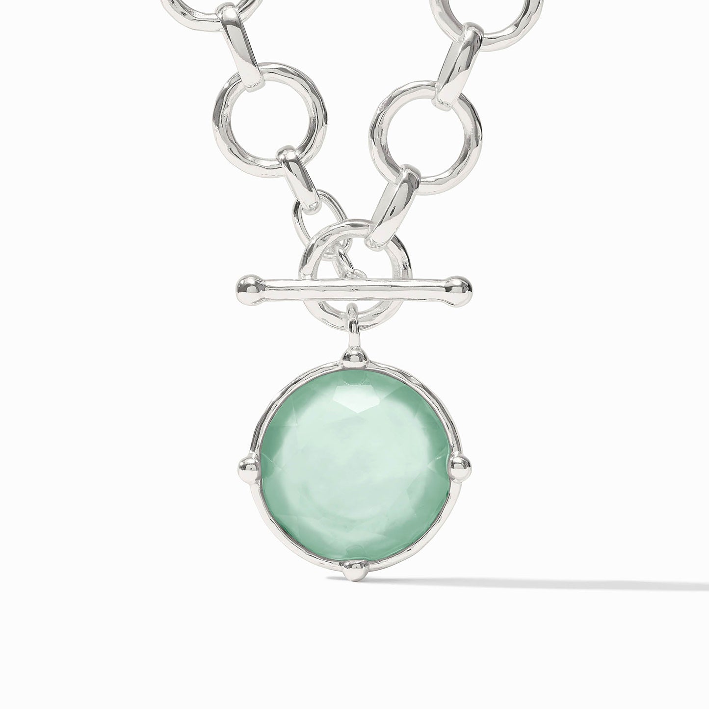 Honeybee Statement Necklace Silver - Iridescent Aquamarine Blue