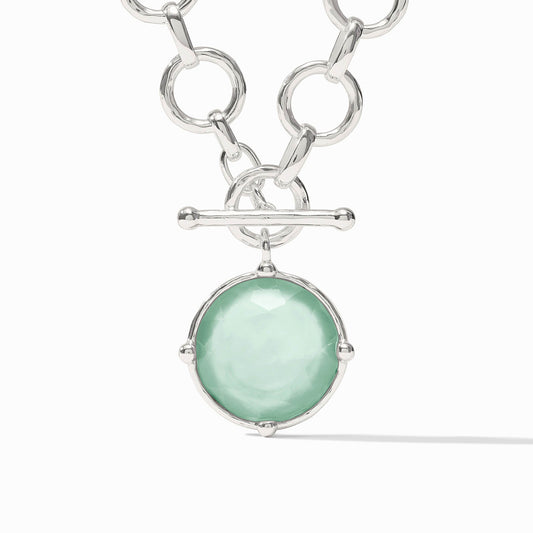 Honeybee Statement Necklace Silver - Iridescent Aquamarine Blue