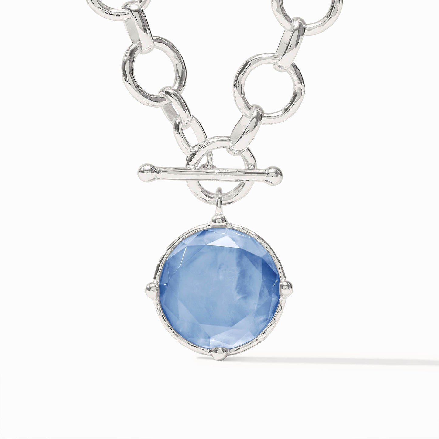 Honeybee Statement Necklace Silver - Iridescent Chalcedony Blue