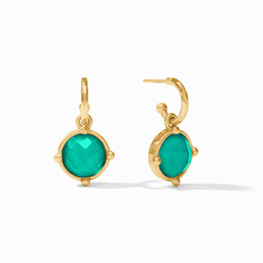 Honeybee Hoop & Charm Earring - Iridescent Emerald Green
