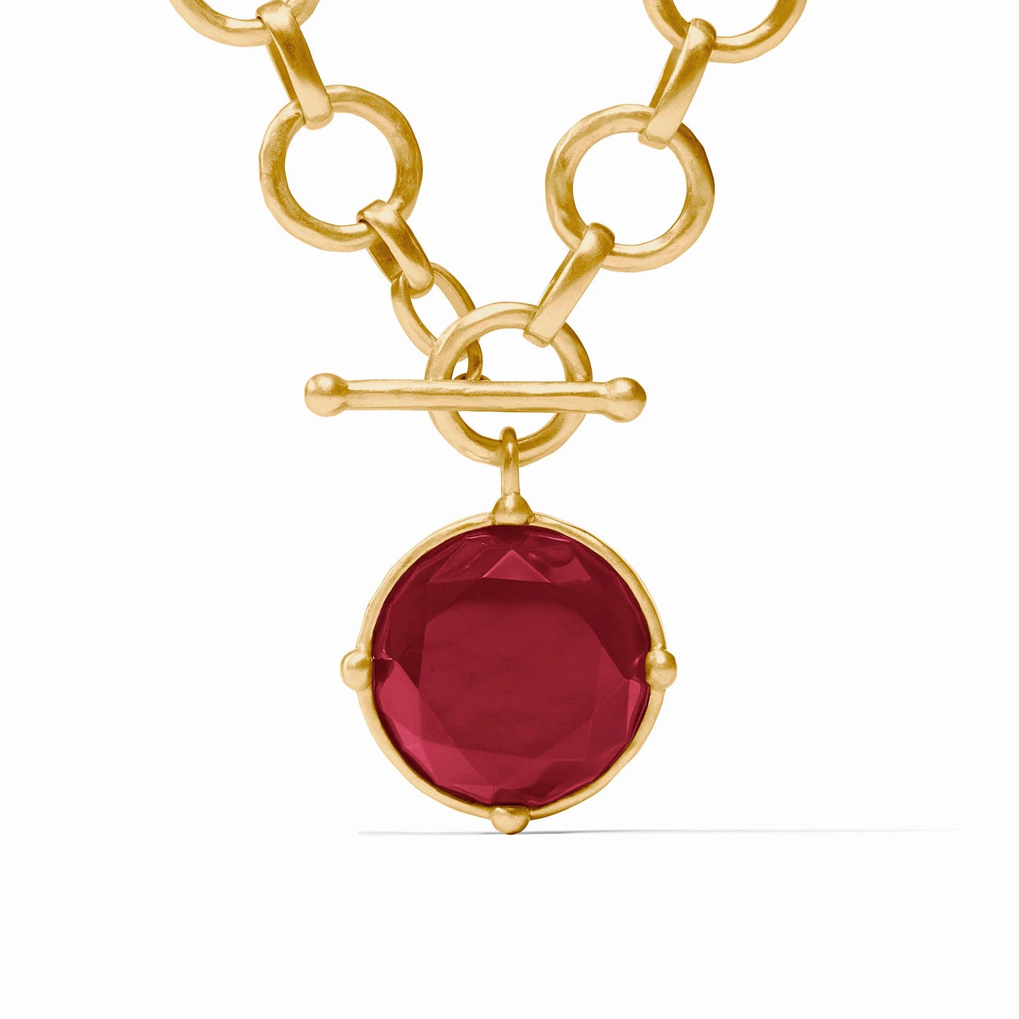 Honeybee Statement Necklace Silver - Iridescent Ruby Red