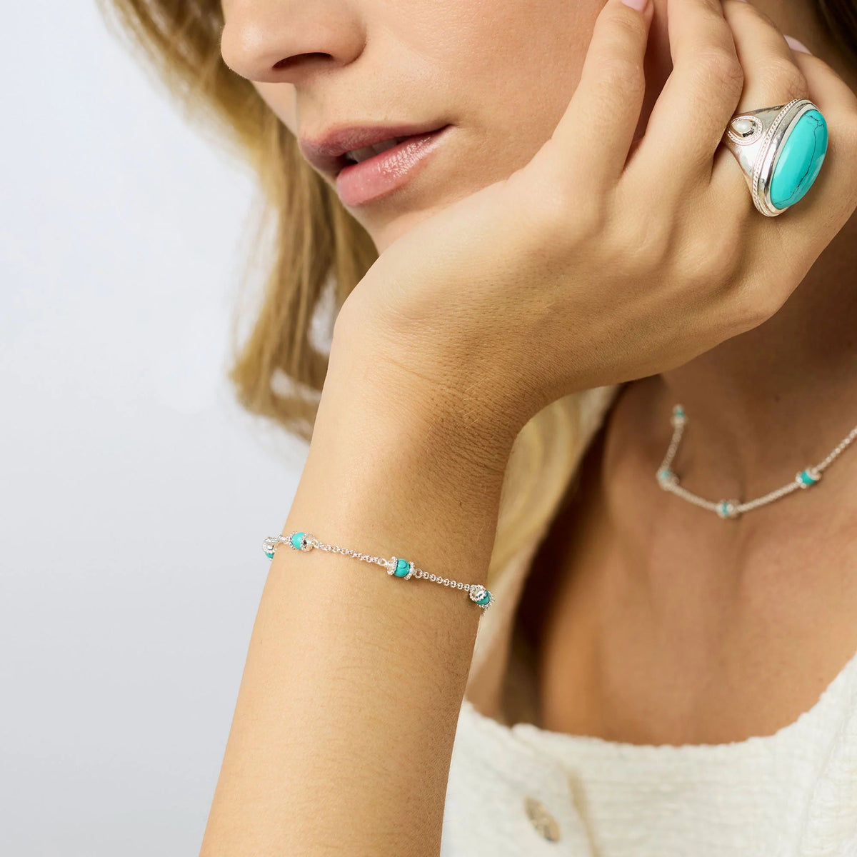 Hydra Delicate Bracelet Turquoise Blue - Silver
