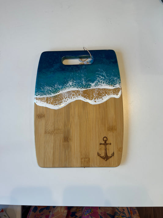 Anchor Cheese / Cutting / Charcuterie Board - Ocean Waves - Medium