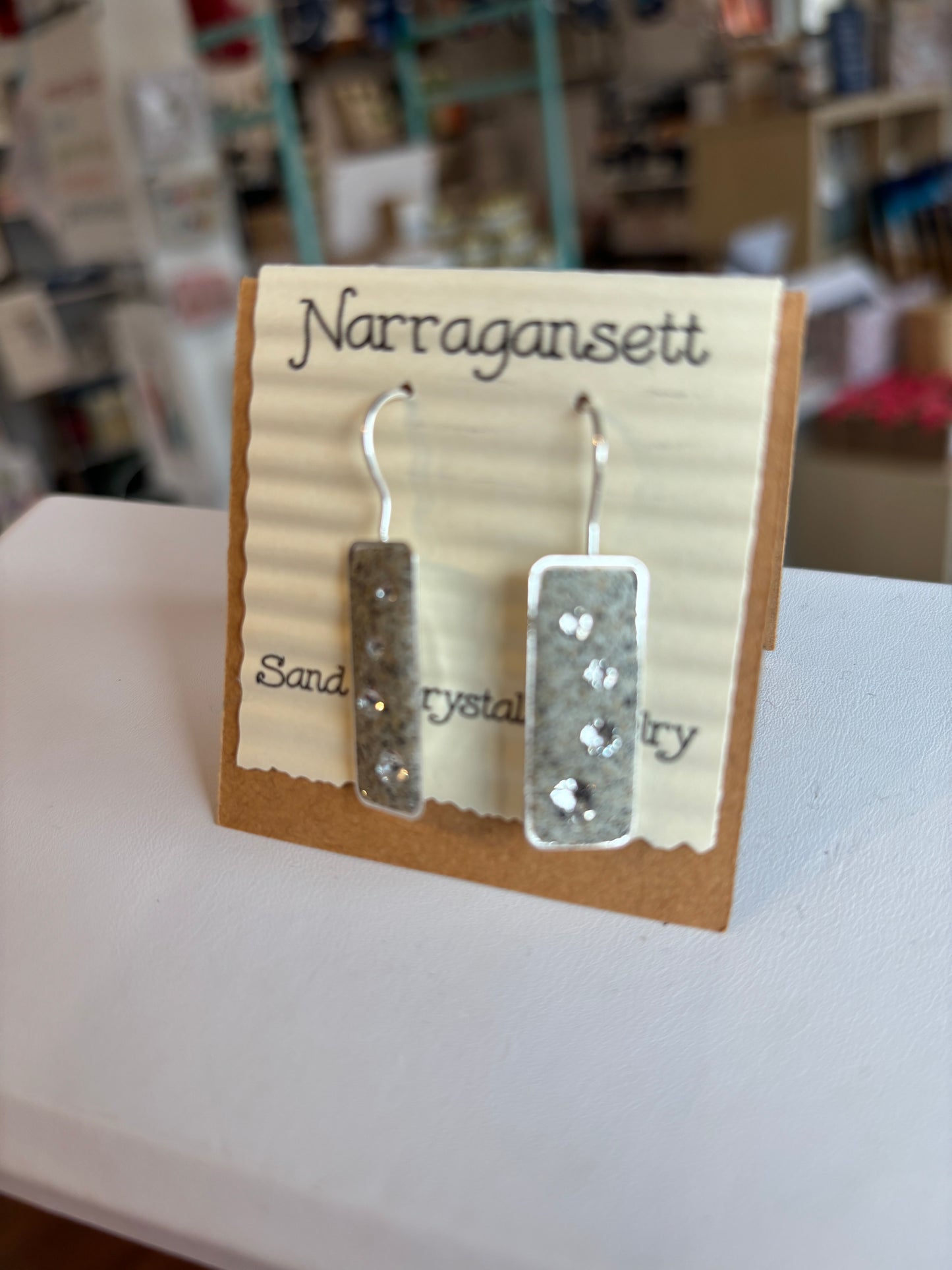 Narragansett Sand & Surf Rectangle Long Earrings