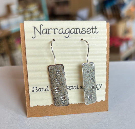Narragansett Sand & Surf Rectangle Long Earrings
