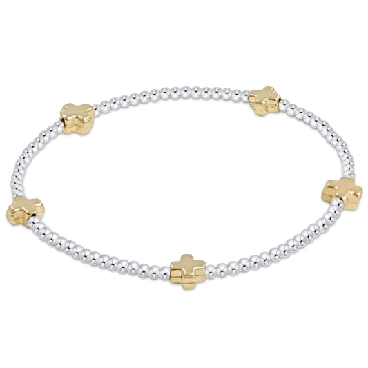 Signature Cross Small 2mm Mixed Metal Bracelet - Gold