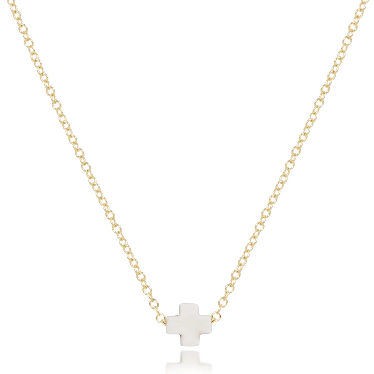 16" Necklace Gold - Signature Cross Off-White