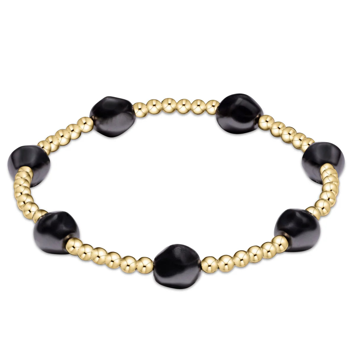 Admire Gold 3mm Bead Bracelet - Pearl - Dark Grey