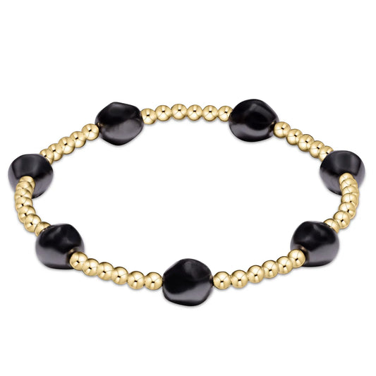 Admire Gold 3mm Bead Bracelet - Pearl - Dark Grey