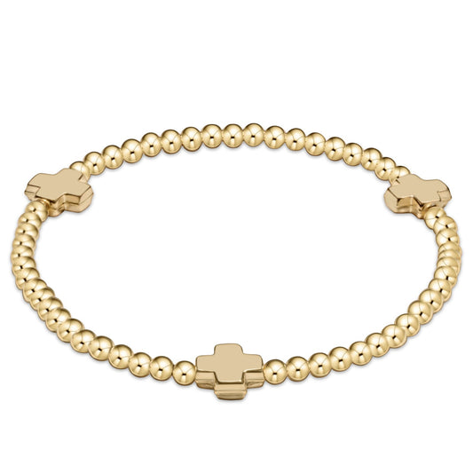 Extends Signature Cross 3mm Gold Bracelet - Gold