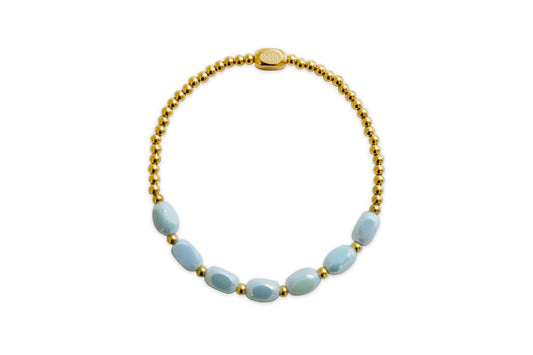 “Meet me Halfway” – Blue Sky - Gold Stretchy Bracelet