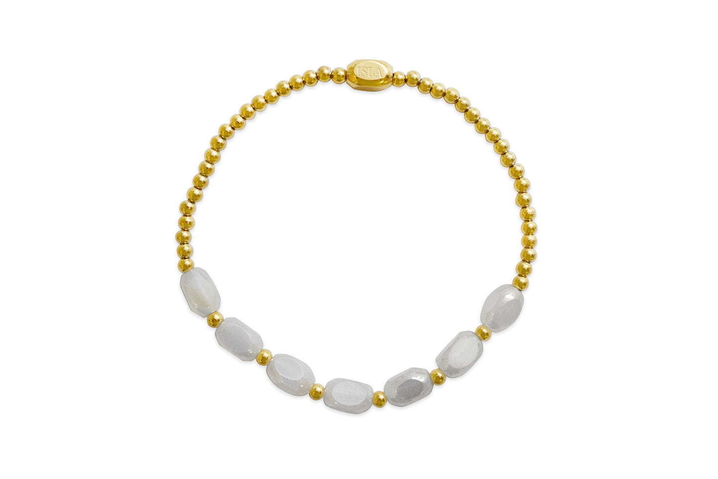 “Meet me Halfway” – White Cap - Gold Stretchy Bracelet