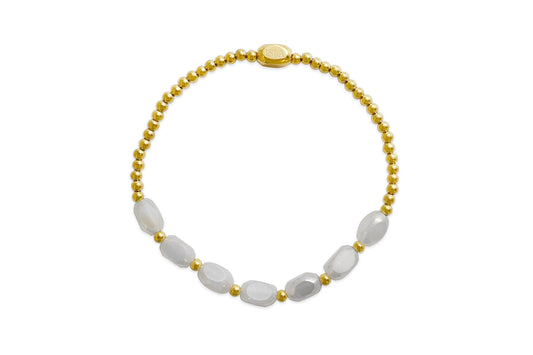 “Meet me Halfway” – White Cap - Gold Stretchy Bracelet