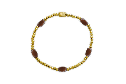 “Here and There” – Sandy Taupe - Gold Stretchy Bracelet