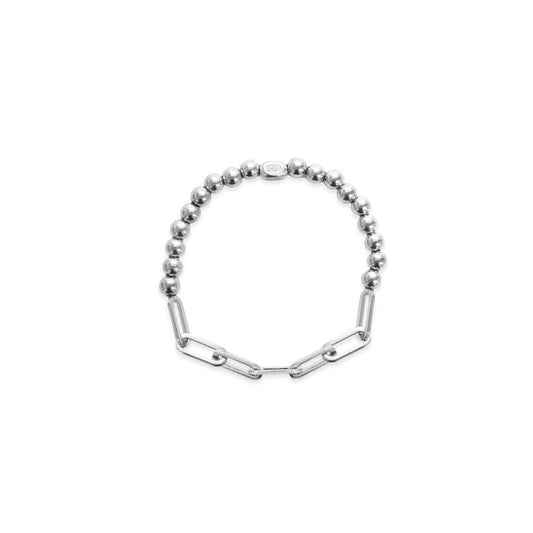 Paperclip Chain + 6MM Ball - Steel Stretchy Bracelet