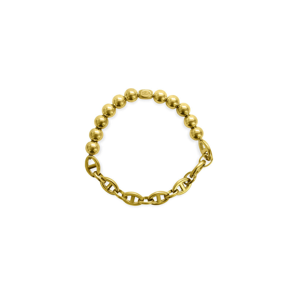 Mariner Link + 8MM Ball - Gold Stretchy Bracelet