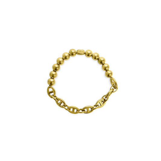 Mariner Link + 8MM Ball - Gold Stretchy Bracelet