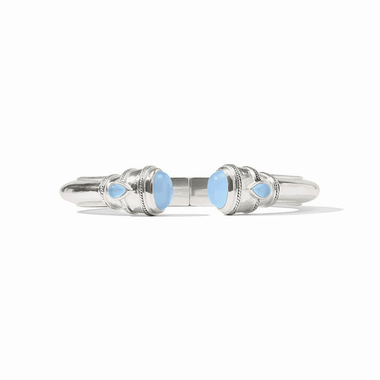 Cannes Demi Cuff Silver with Chalcedony Blue Glass