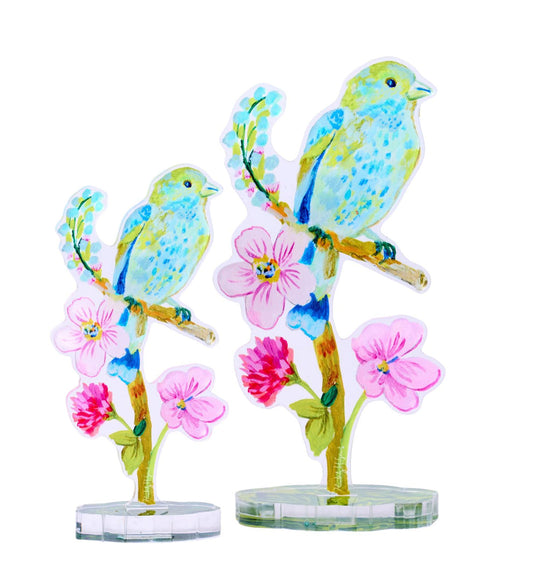 Indigo Bunting with Clover | 0.25in. Acrylic Floral - Small