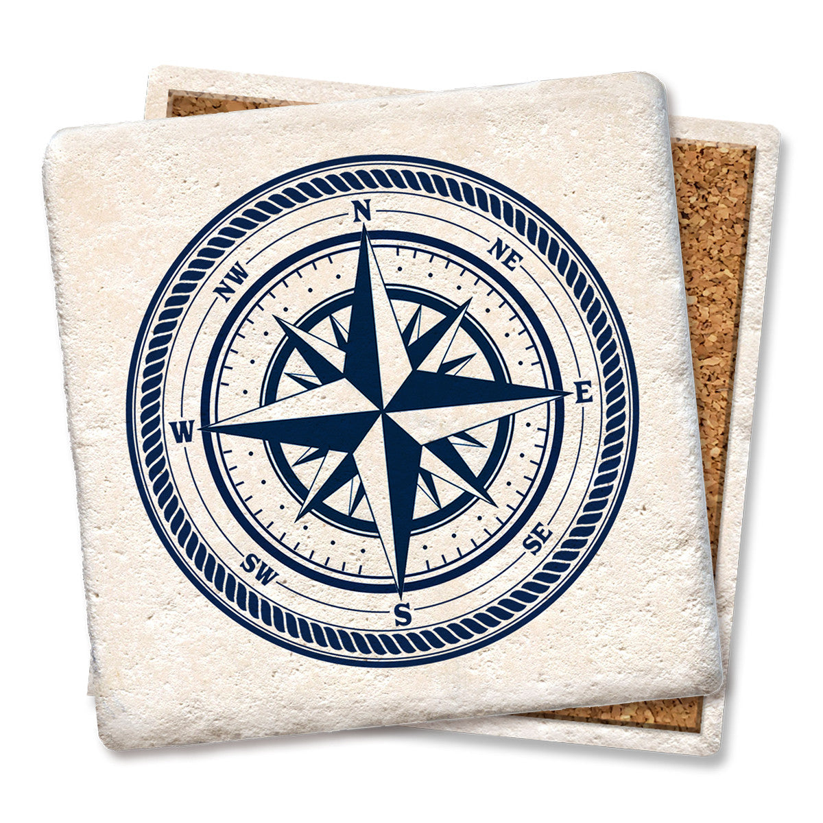 Nautical Compass - Limestone Coaster