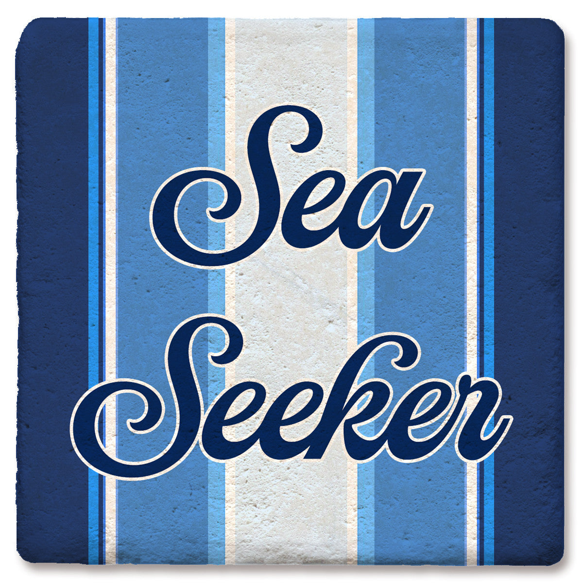 Nautical Sea Seeker Stripe - Limestone Coaster
