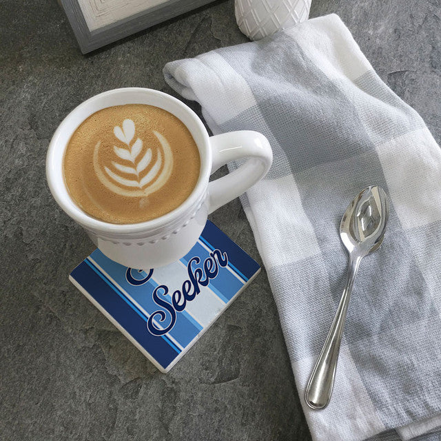Nautical Sea Seeker Stripe - Limestone Coaster
